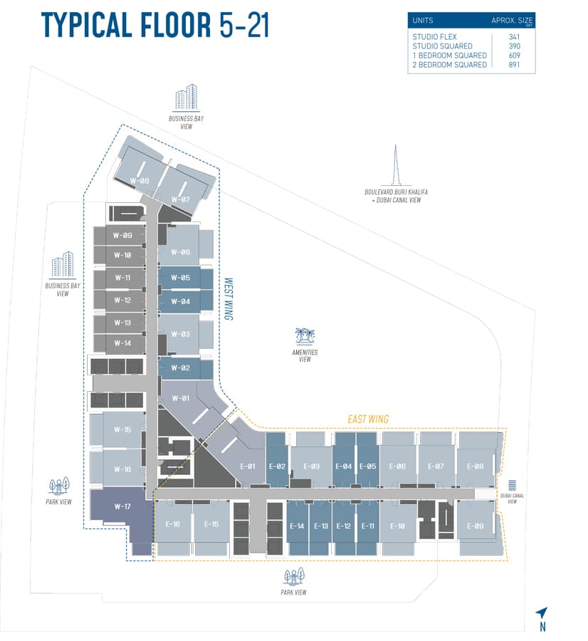 Typical Floor Plan 5 to 21