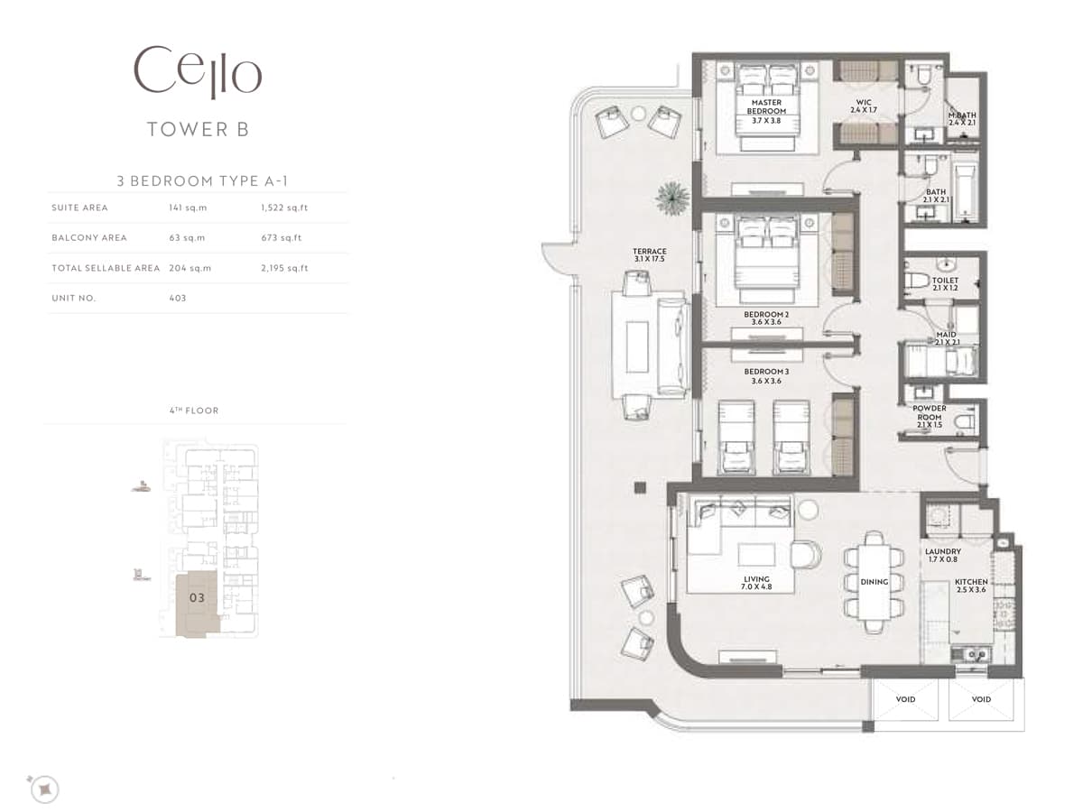 3 BR ( Tower B) 