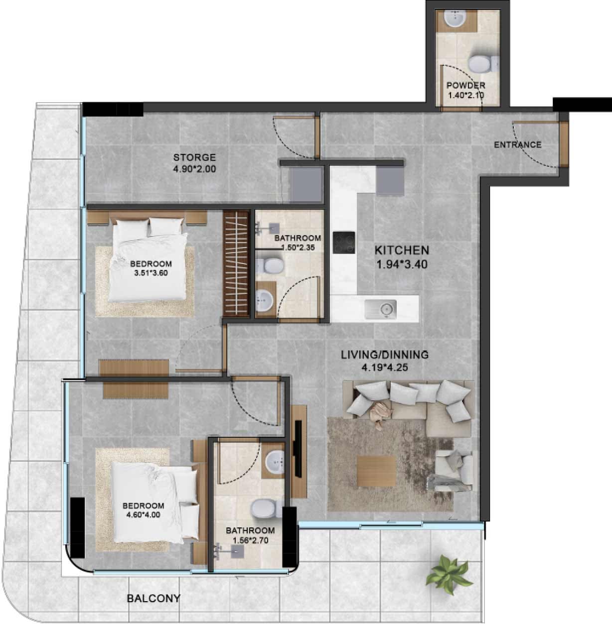 2 BR