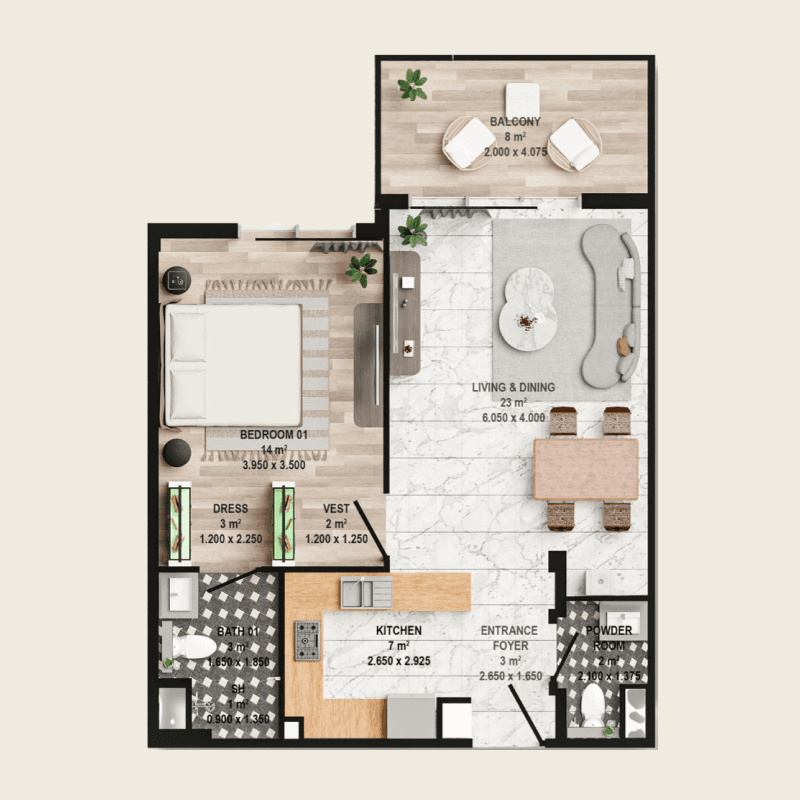 1 BR