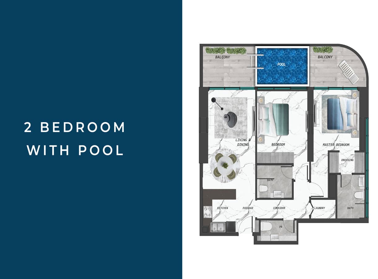 2 BR with Pool