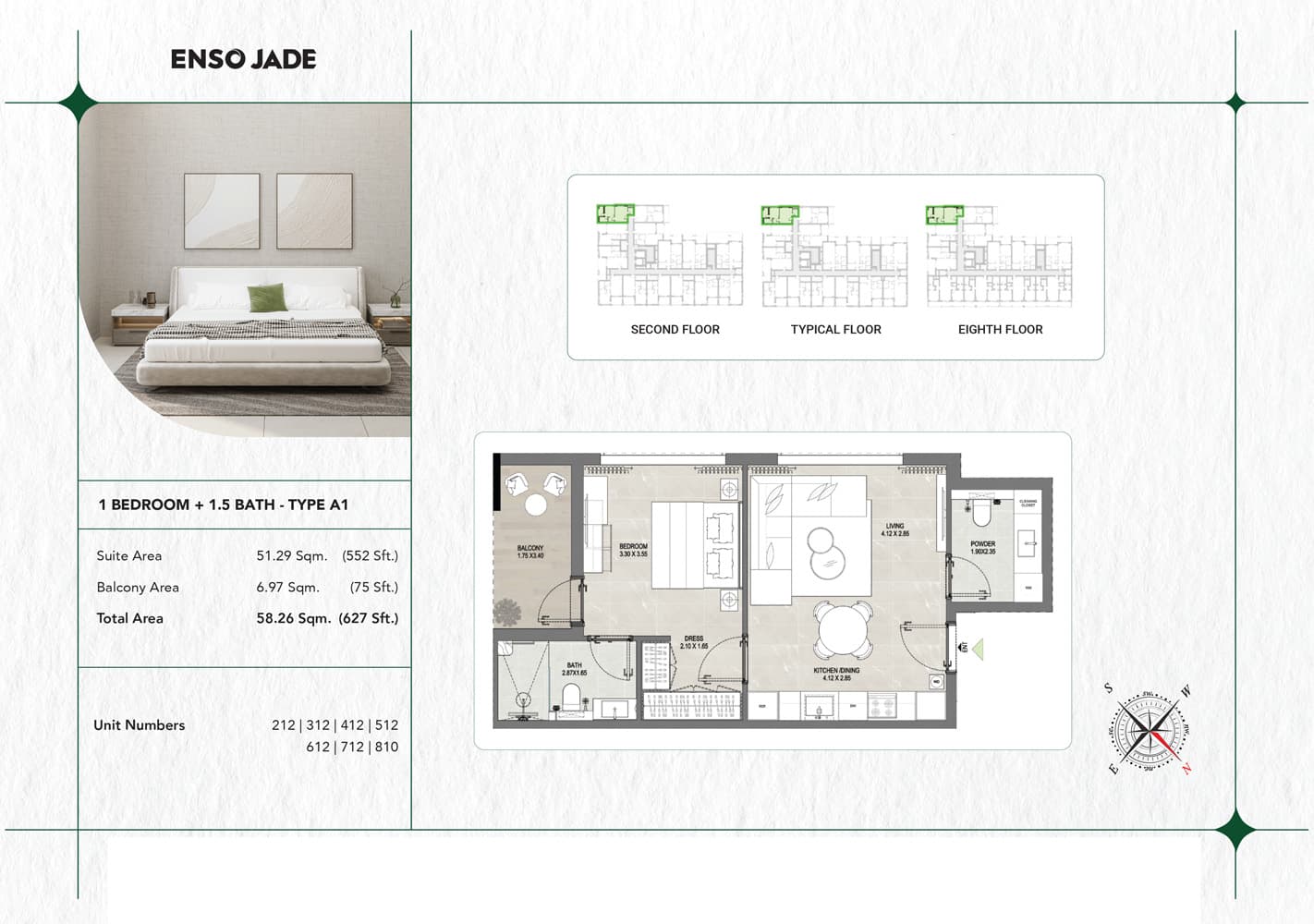 1 BR + Study