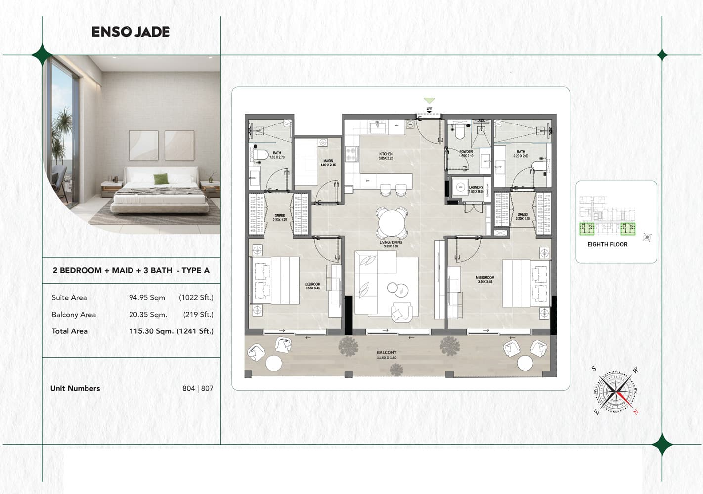 2 BR + Maid