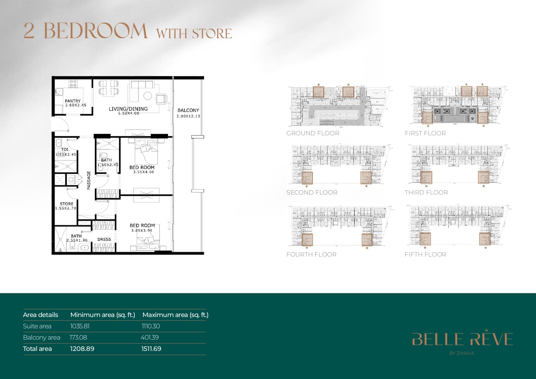 2 BR + Store