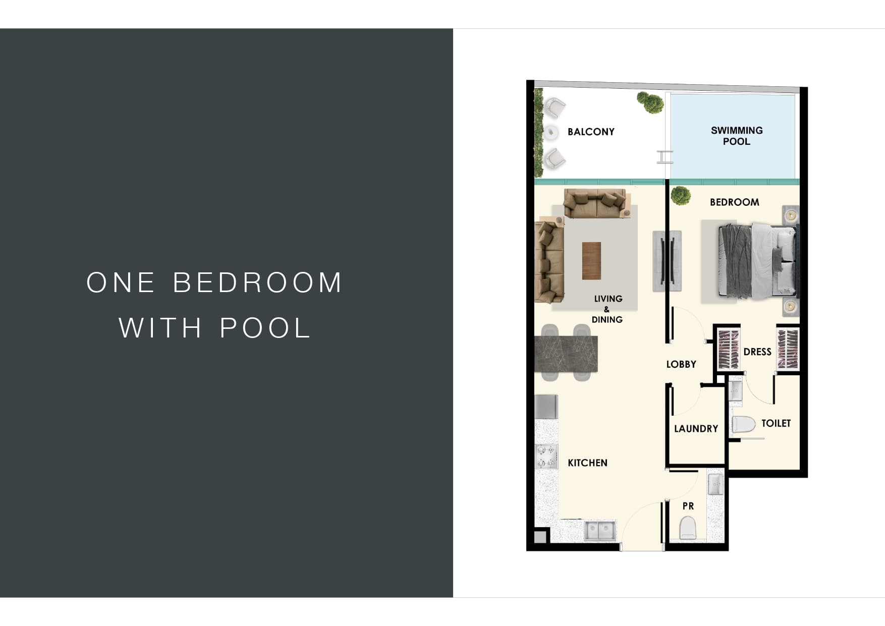 1 BR with pool