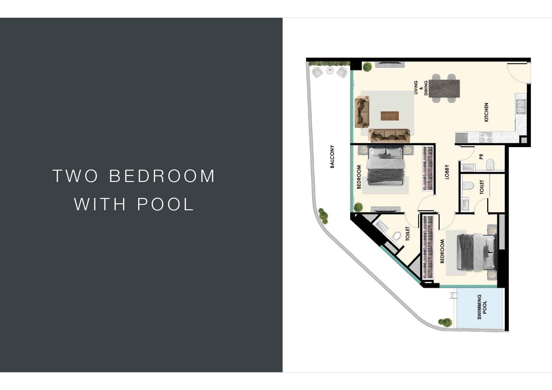 2 BR with pool