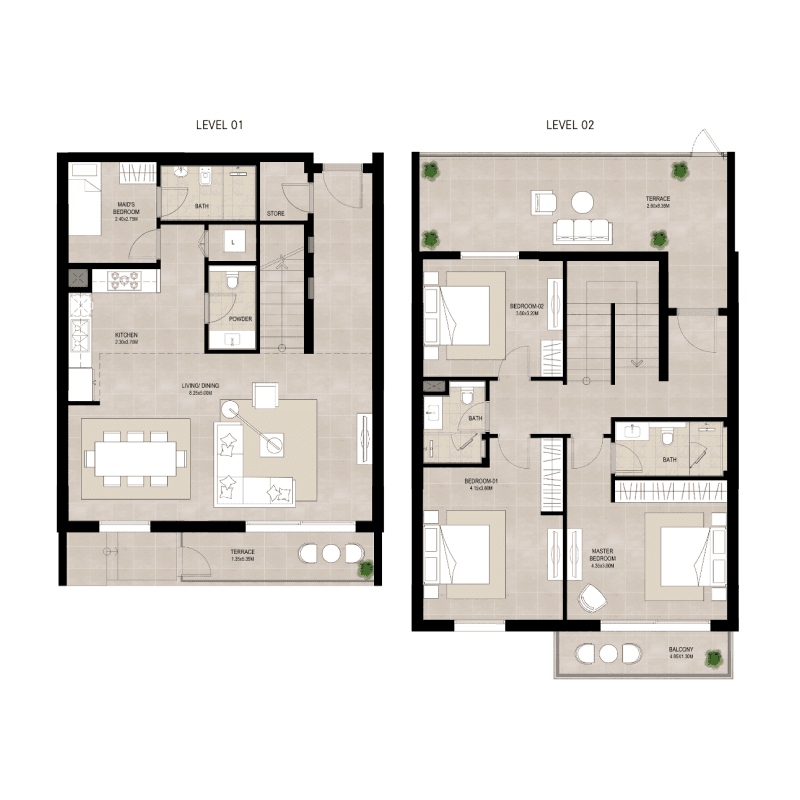 3 BR Duplex