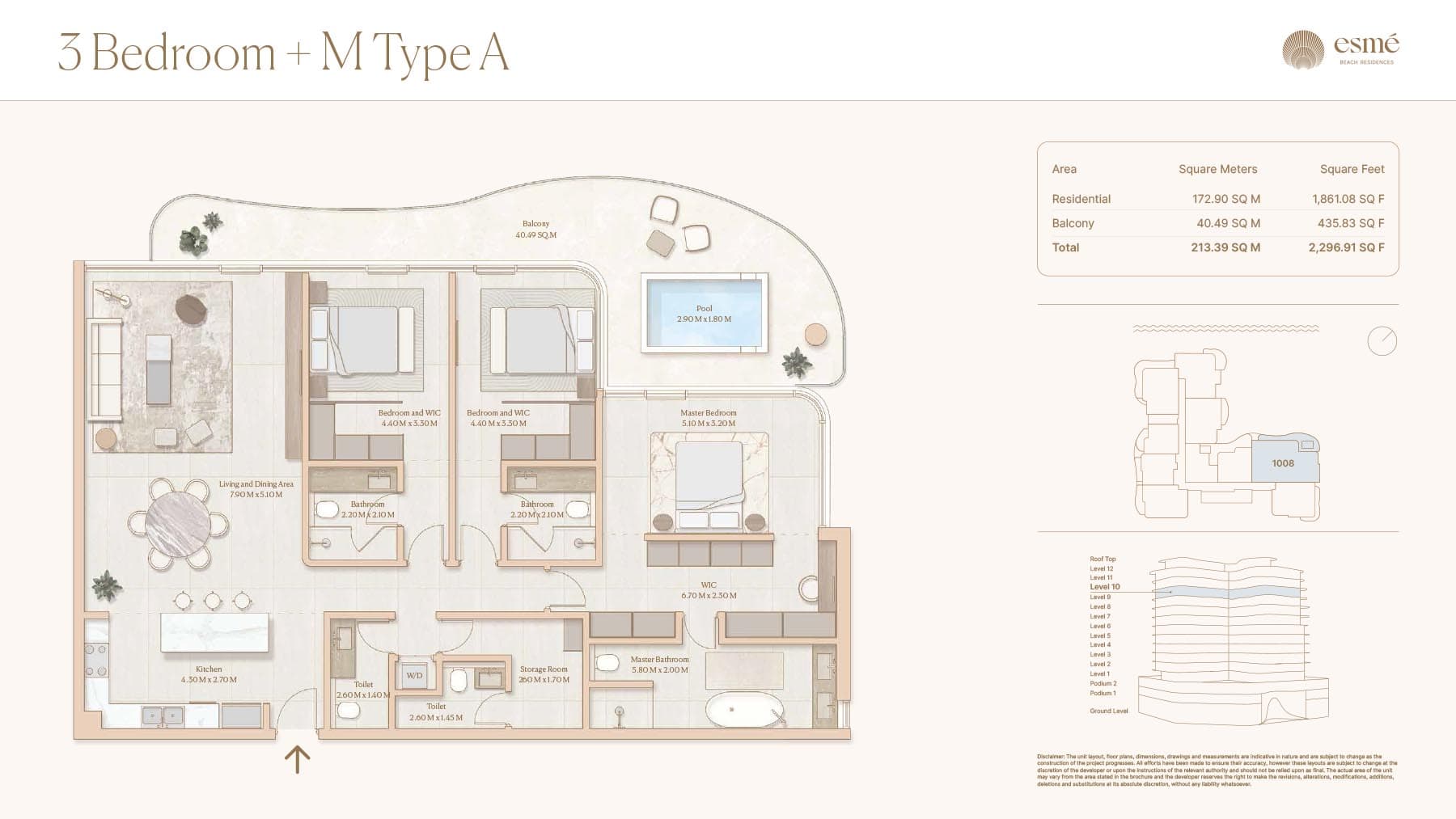 3 BR + Pool