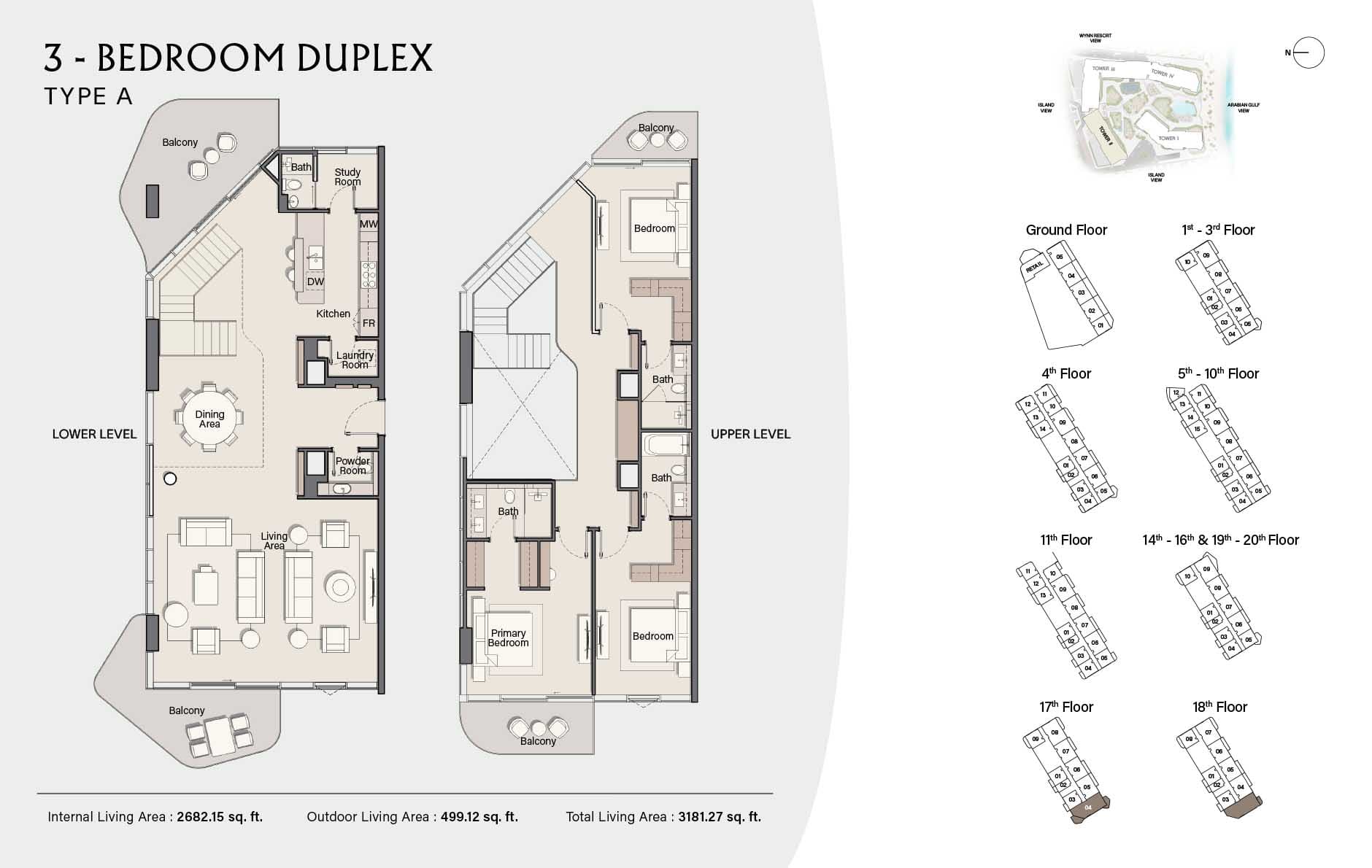 3 BR + Study