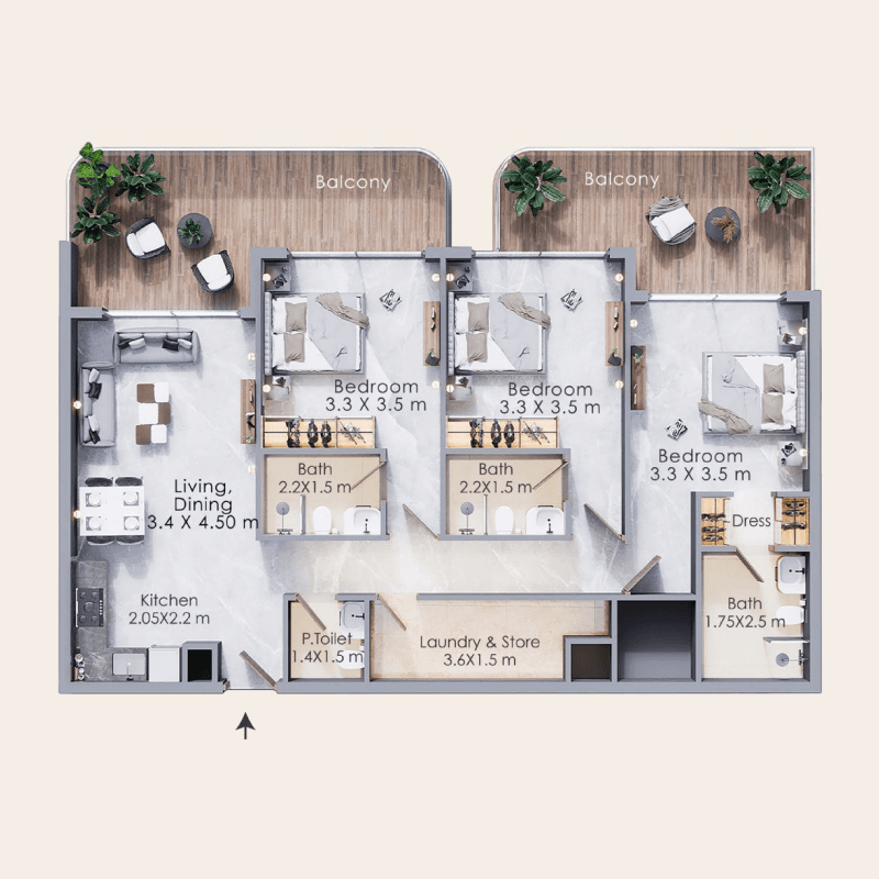 3 BR