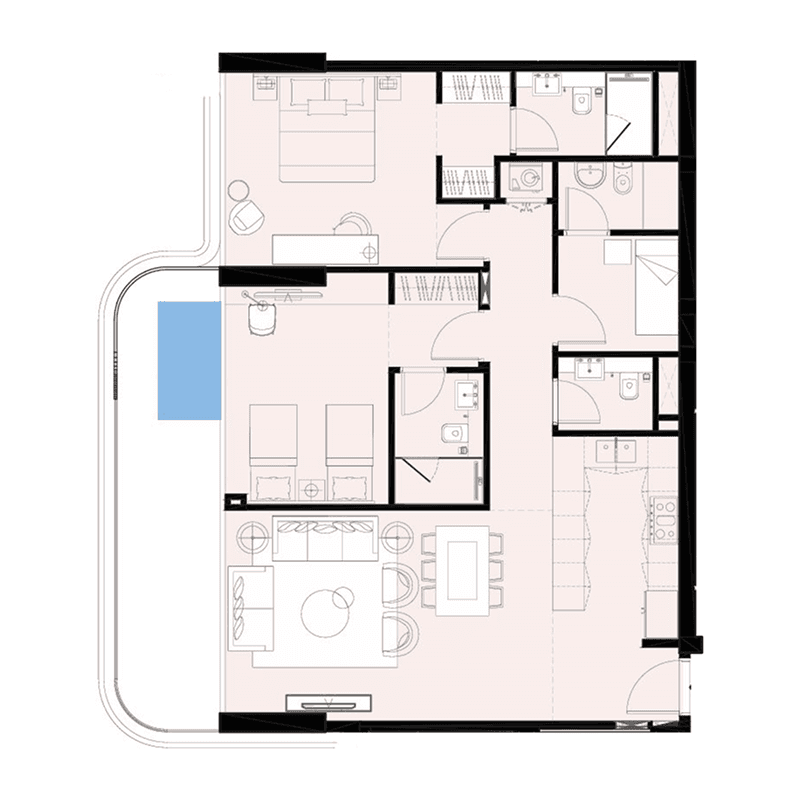 2 BR + Pool