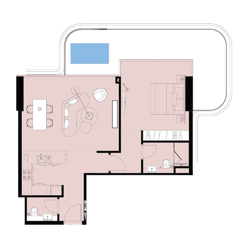1 BR + Pool