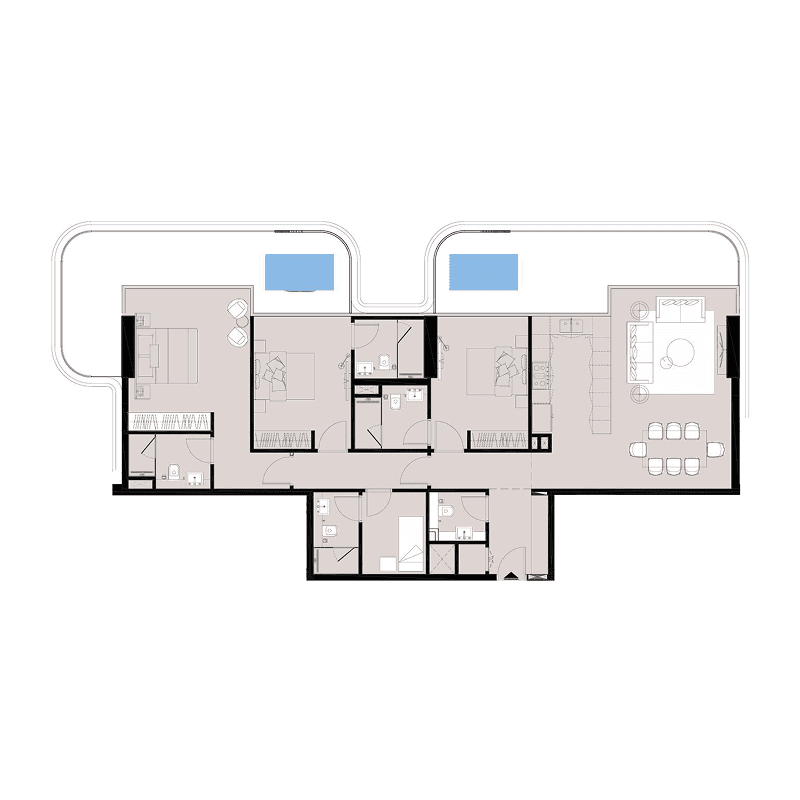 3 BR + Pool