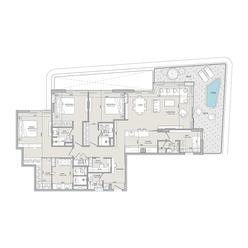 3 BR + Pool