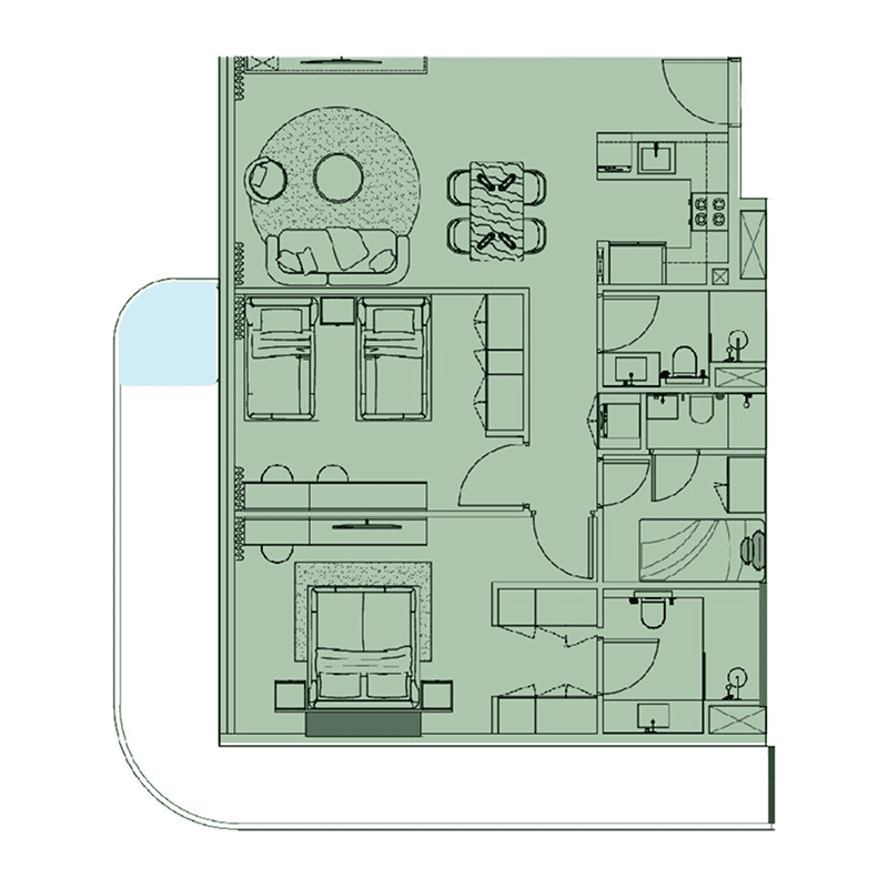 2 BR + Pool