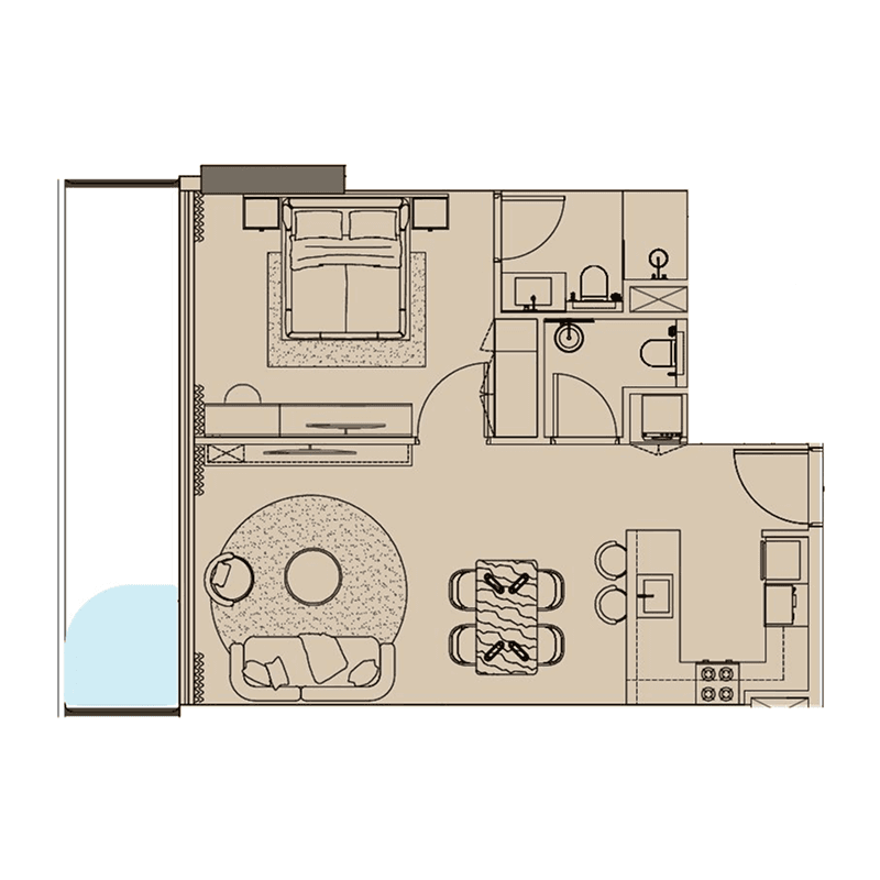 1 BR + Pool
