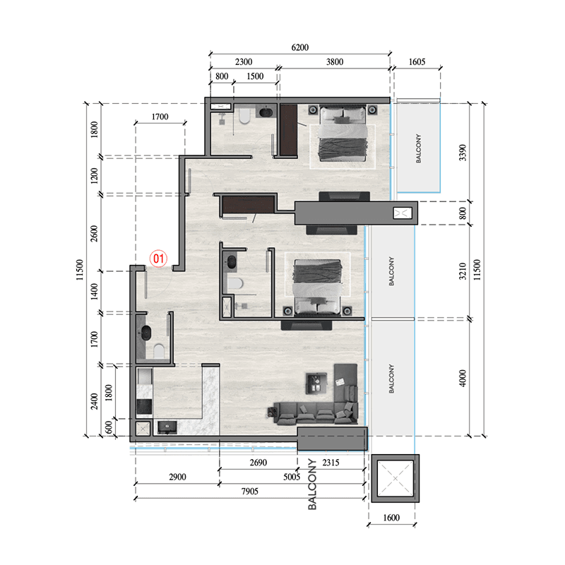 2 BR
