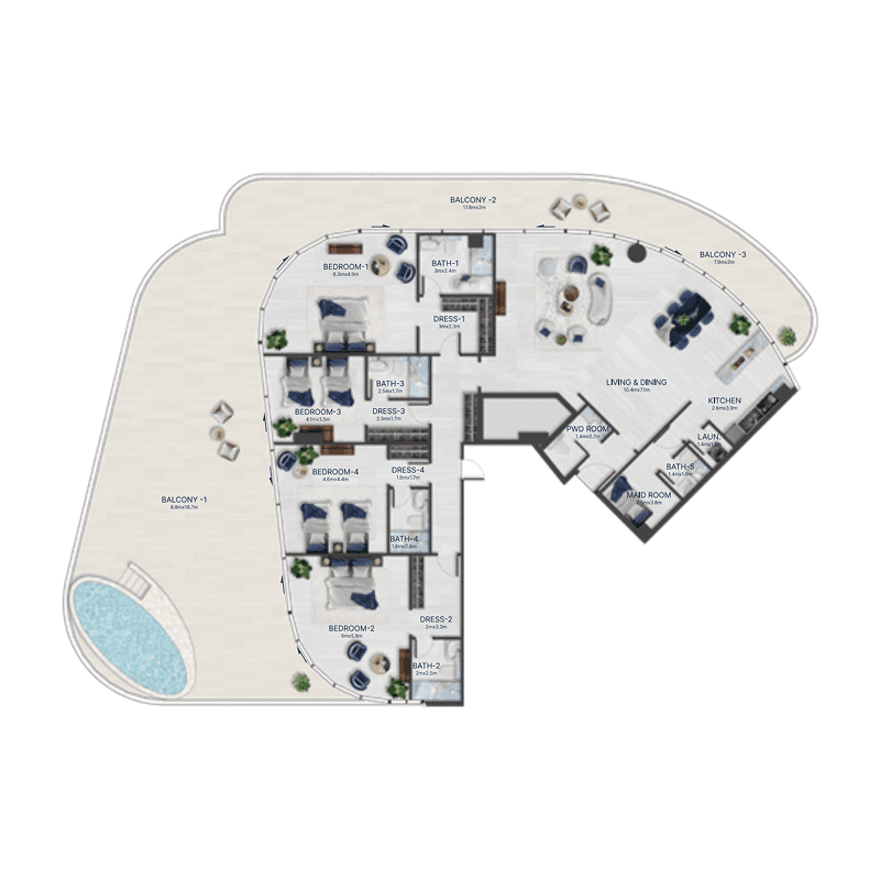 4 BR + Pool