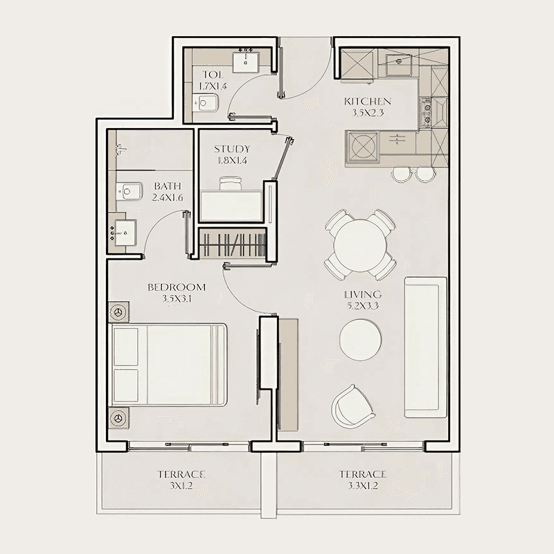 1 BR