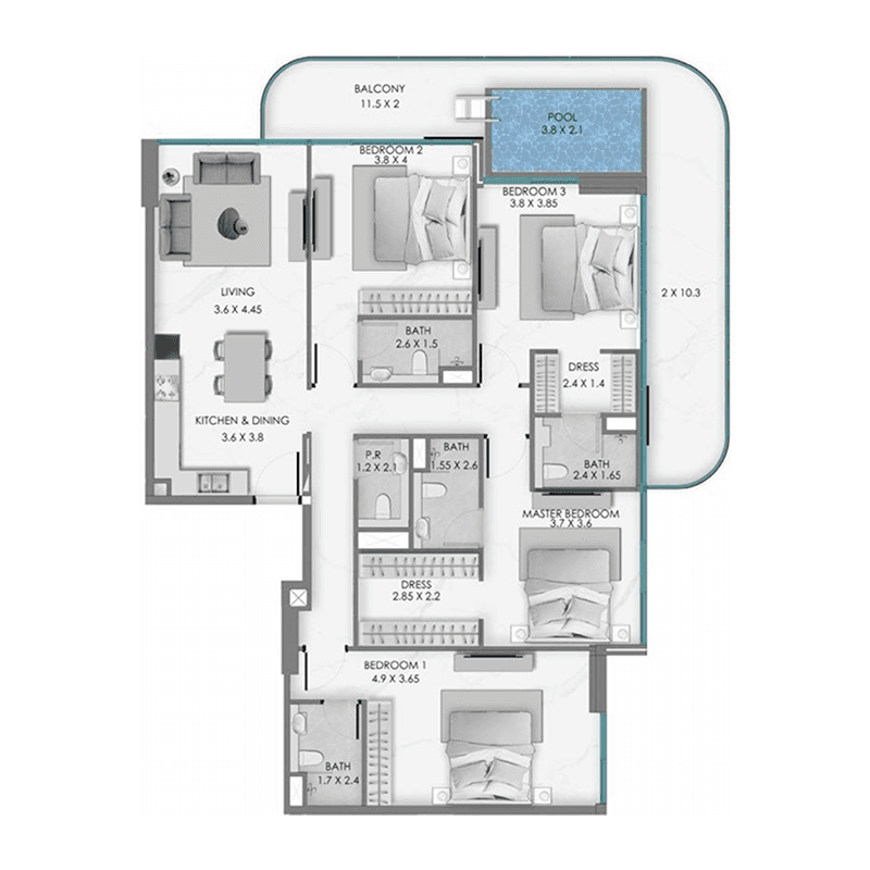 4 BR + Pool
