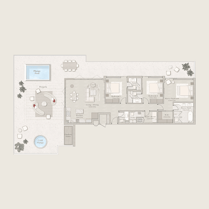3 BR + Pool
