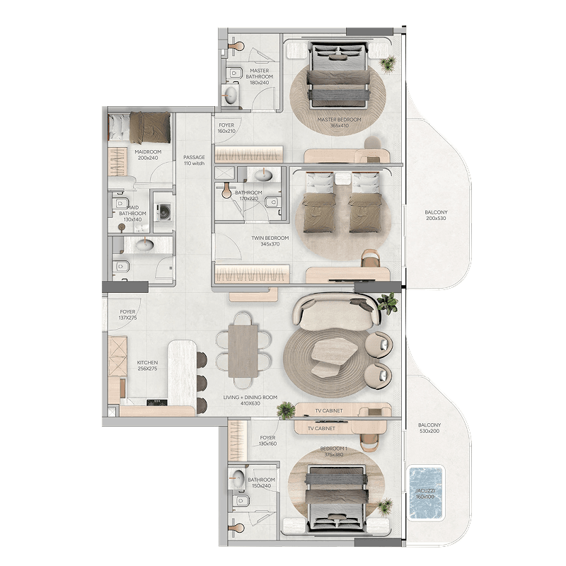3 BR + Pool