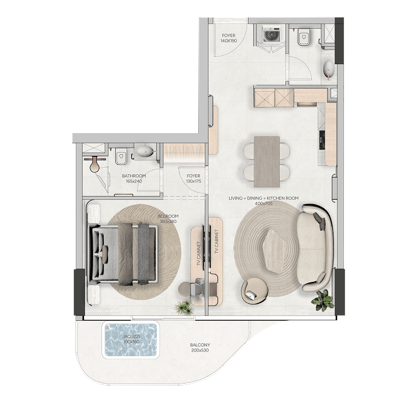 1 BR + Pool