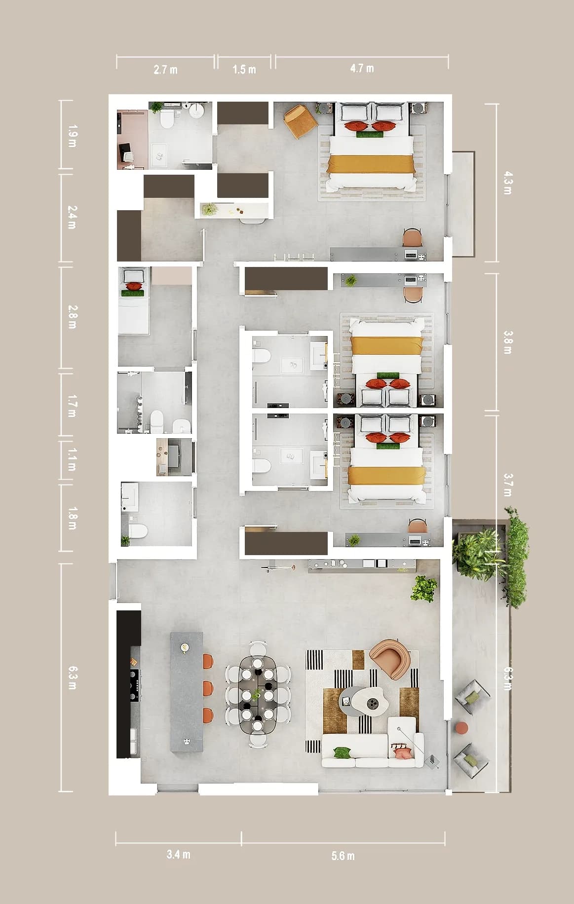 3 BR