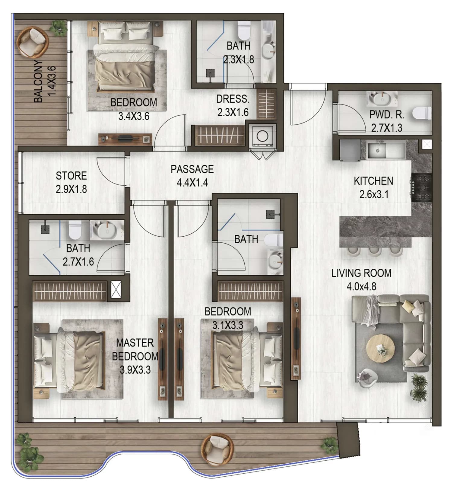 3 BR