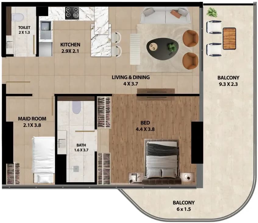 1 BR