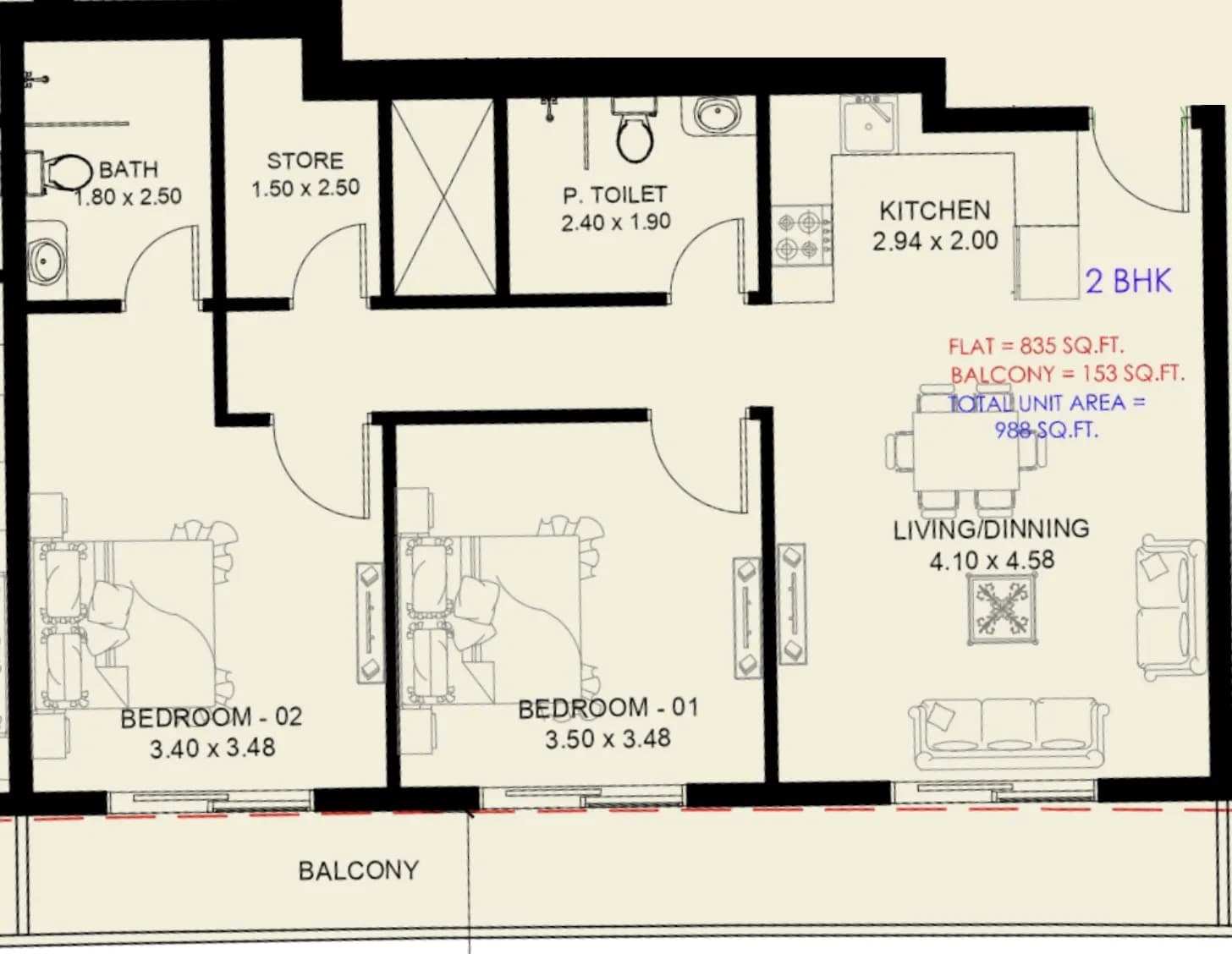 2 BR
