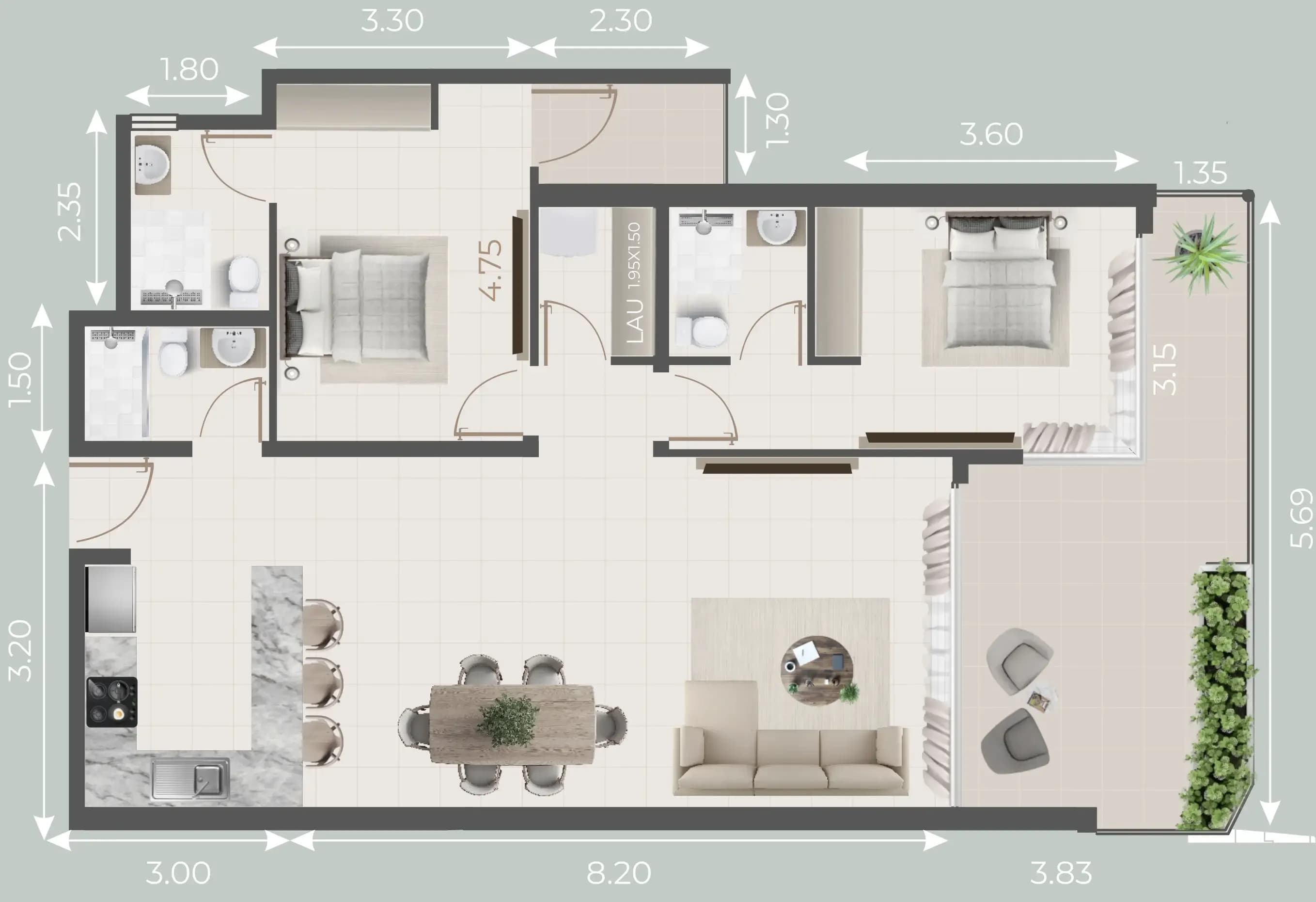 2 BR