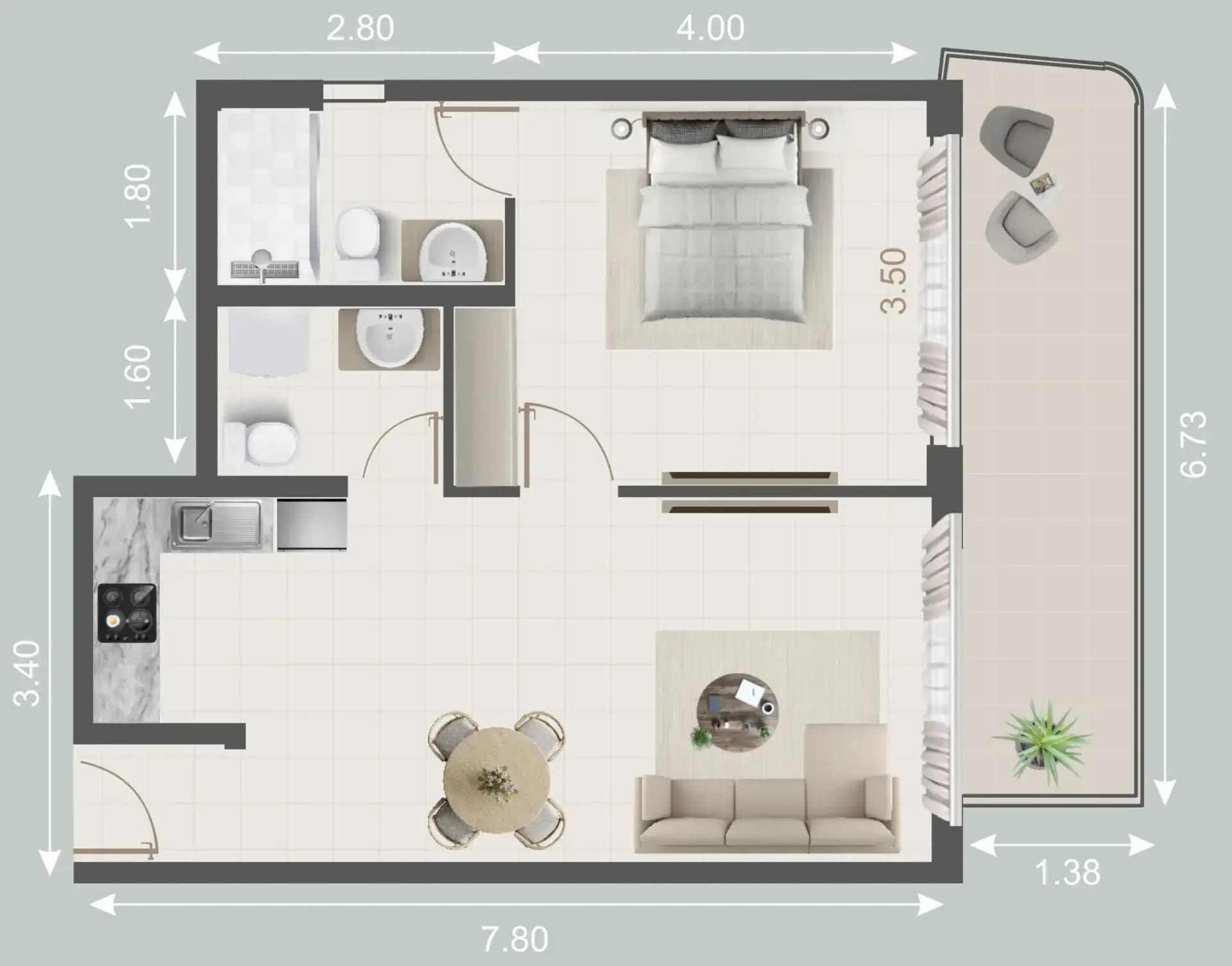 1 BR
